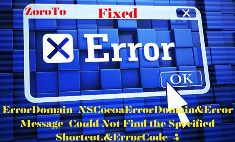 errordomain=nscocoaerrordomain&errormessage=could not find the specified shortcut.&errorcode=4