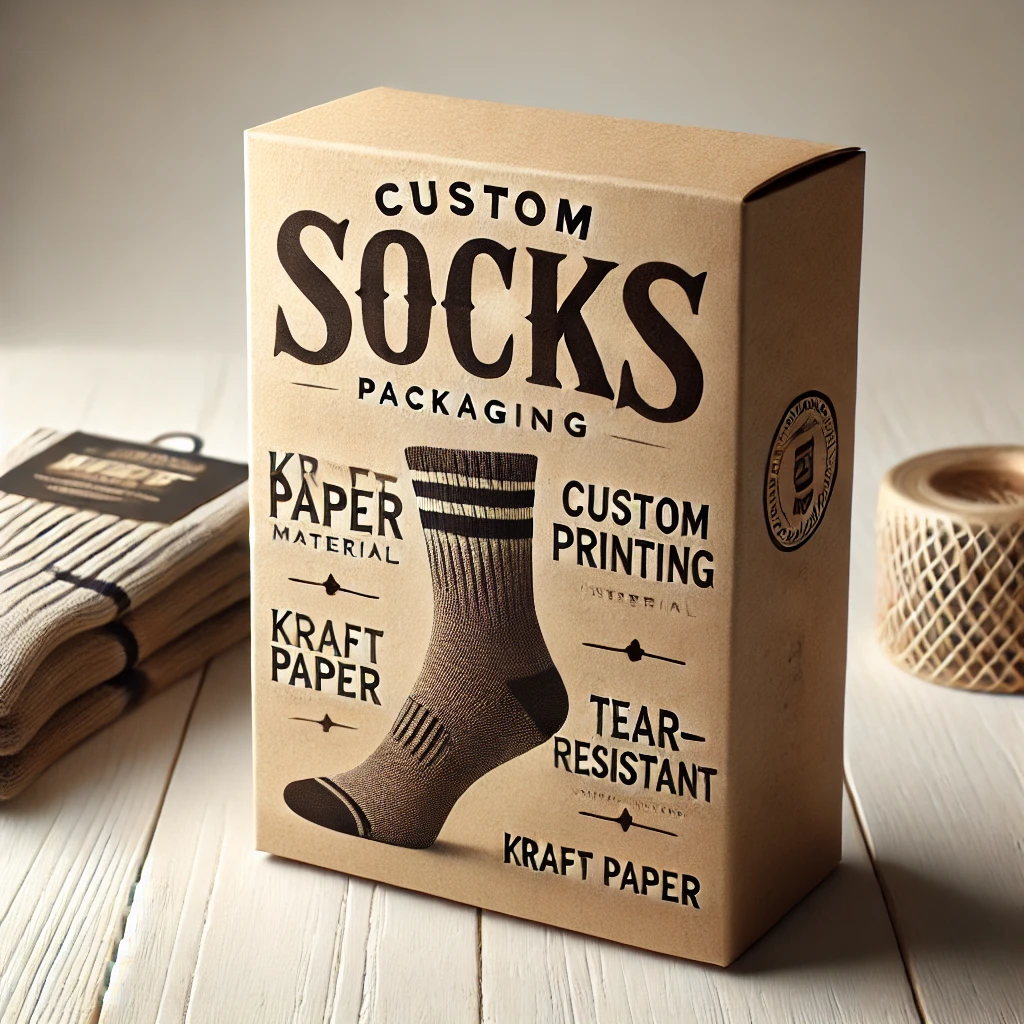 A single custom socks packaging box made from cardboard.