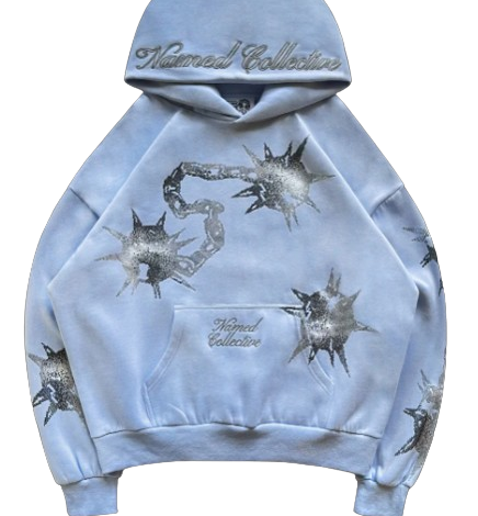 CLASH RHINESTONE HOODIE ICED BLUE