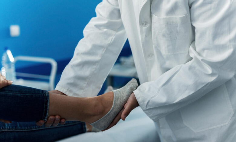 A lady undergoing her diabetic foot treatment