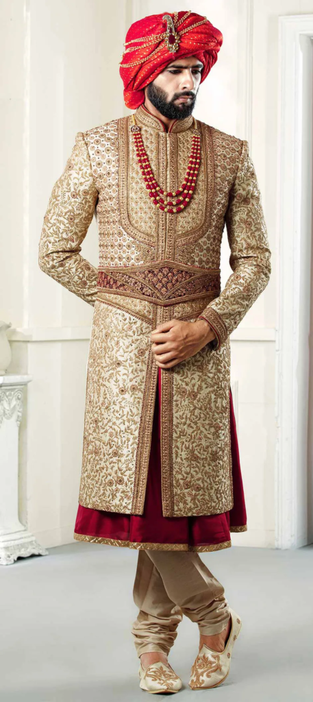 silk-sherwani-in-gold-with-thread-work