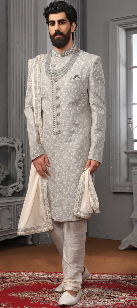 georgette-sherwani-in-black-and-grey-with-embroidered-work