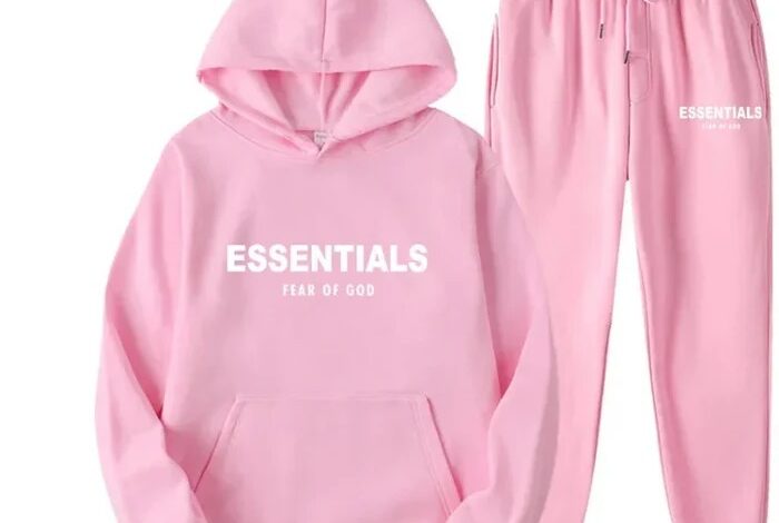 fear of god essentials pink hoodie